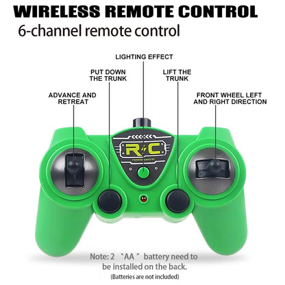 Remote control sanitation vehicle charging children's dump truck toy, RC remote control truck toy with light/sound effects 6 channel Clearing