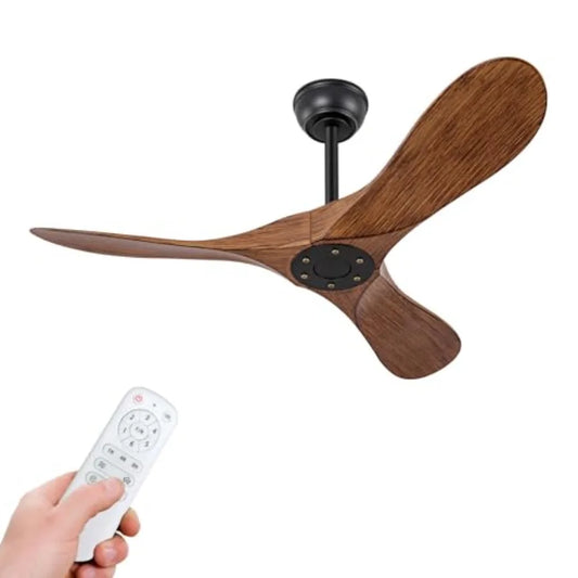 42 Inch Ceiling Fan no Light with Remote Control, ABS Blades, Reversible DC Motor, Timer Setting, Modern Outdoor Indoor Ceiling, Color: BlackWalnutGrain