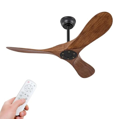 42 Inch Ceiling Fan no Light with Remote Control, ABS Blades, Reversible DC Motor, Timer Setting, Modern Outdoor Indoor Ceiling, Color: BlackWalnutGrain