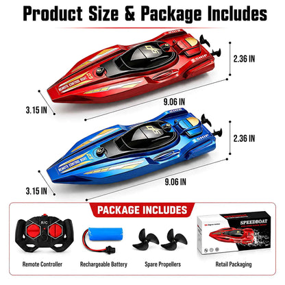 2Pcs RC Speed Boat Set Remote Control Racing Boat Dual Motor Waterproof Electric Watercraft Toy for Pool Lake Kids Boys Girls