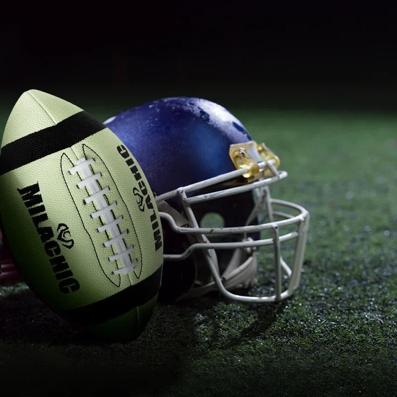 American Fluorescent Reflective Football Rugby Ball Resistance Football Training Practice Team Sports Rugby Football Size: NO.6