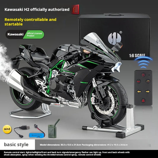 1:6 Remote Start Extra Large Spray Kawasaki H2R Motorcycle Model H2 Alloy Locomotive Officially Licensed Toy Model Light & Sound M6-2D