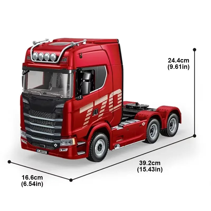 HUINA 770S Rc Truck Trailer Tractor 1/18 1501 Remote Control Car 19 Ch Electric Machine Engineering Cars Radio Controlled Toys Red