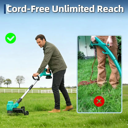 Cordless String Trimmer - Weed Wacker Battery Powered Electric Weed Trimmer with 2x2.0Ah Batteries, 12" Grass Cutter Auto Line Feed, Lawn wacker with 8 Pcs Spools, Lightweight Edger Lawn Tool