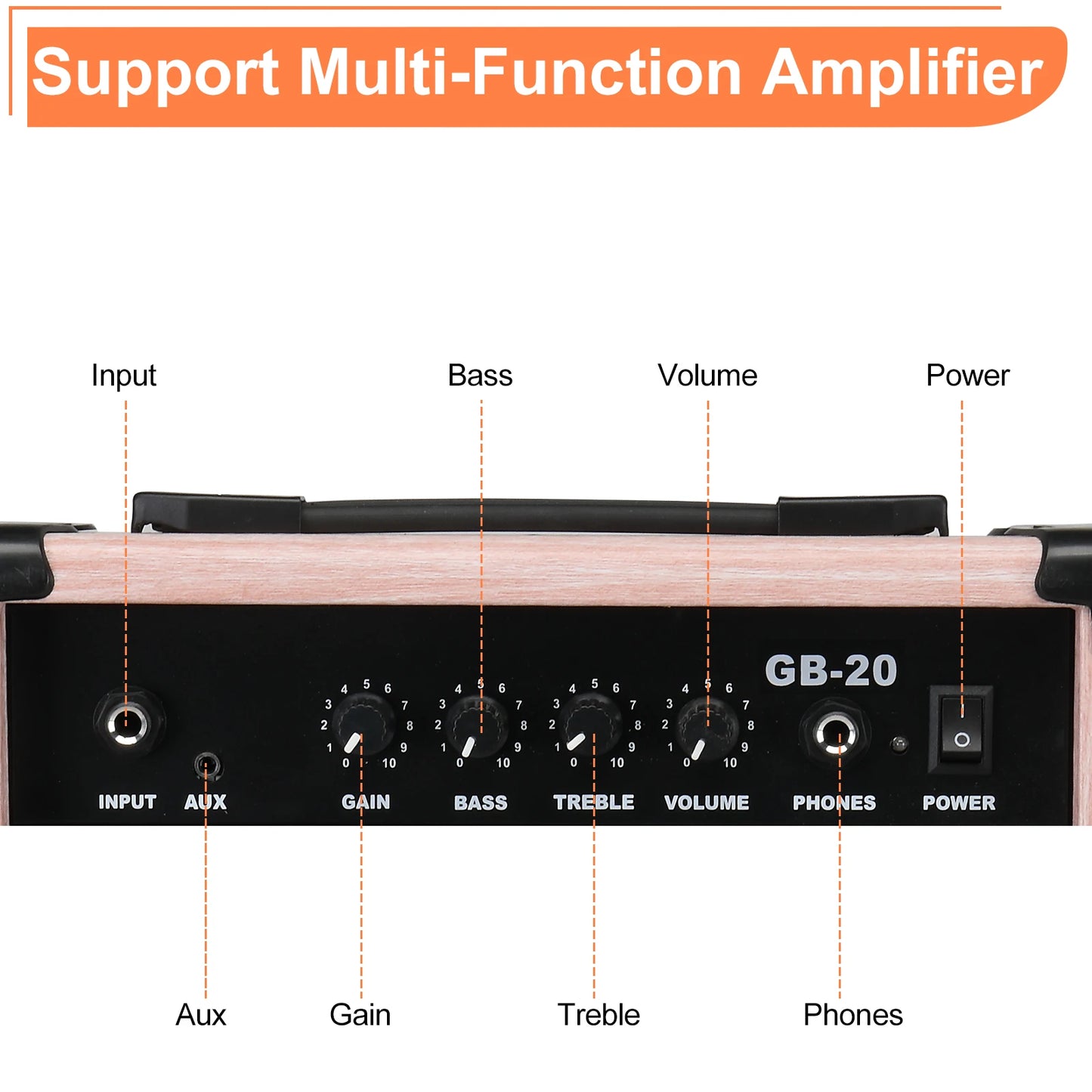 20W GB-20 Electric Bass Guitar Amplifier Natural Color