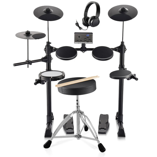 SucceBuy Electric Drum Set 15 Drum Kits& 150 Sounds Electronic Drum Kit 6.5-8in Quiet Mesh Snare Electric Drum Set for Beginners 6.5 in Snare Drum