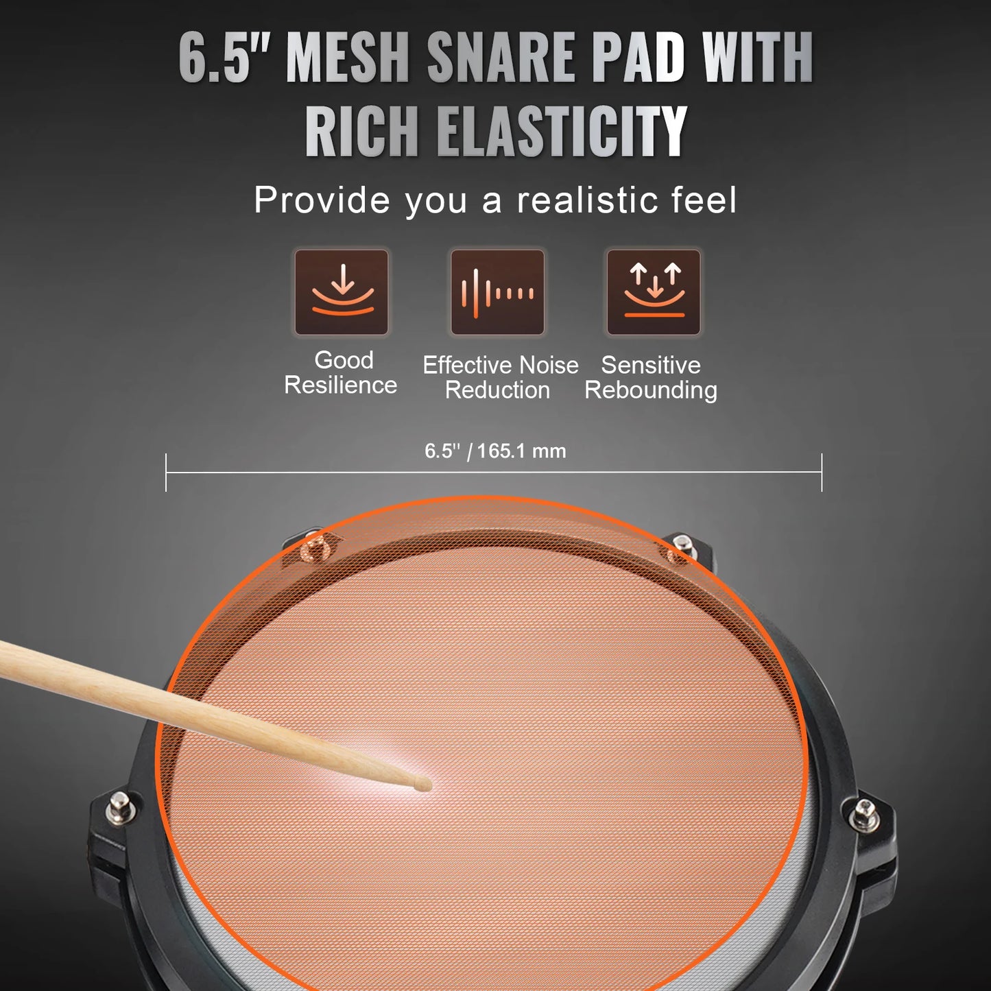 SucceBuy Electric Drum Set 15 Drum Kits& 150 Sounds Electronic Drum Kit 6.5-8in Quiet Mesh Snare Electric Drum Set for Beginners 6.5 in Snare Drum