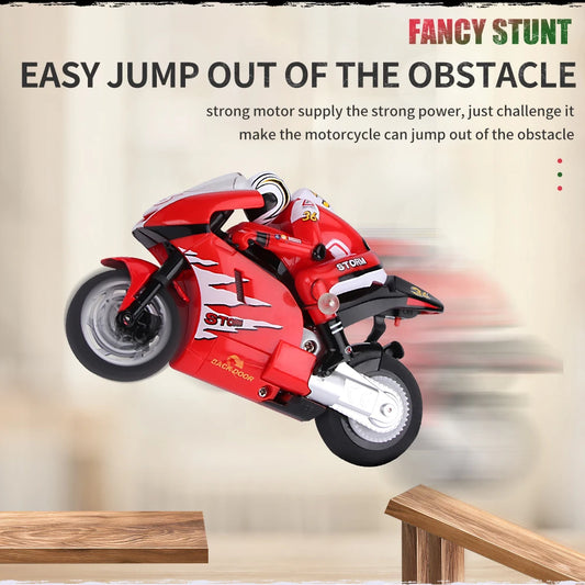 RC Motorcycle Electronic Remote Control Racing Car High Speed Electric Off-Road Car Rechargeable 2.4Ghz Stunt Motorbike For Boys Red