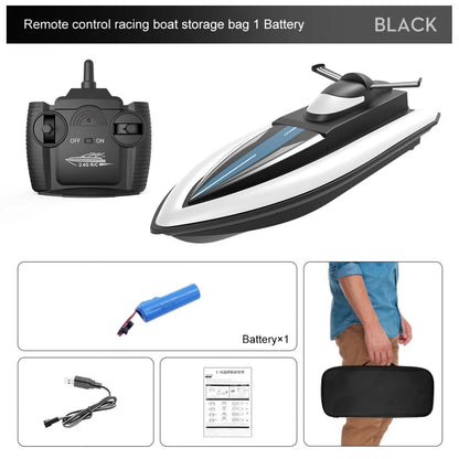 Electric RC Boat Waterproof 2.4G Kids Remote Control Speedboat 4 Channels High Speed Racing Boat Rechargeable Electric RC Boat