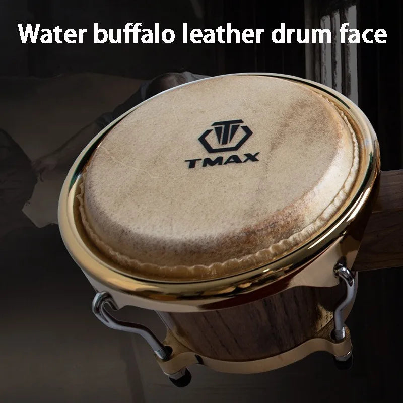 Professional Bongos 7 Inches 9 Inches Wooden Water Buffalo Leather African Bongo Drums Tambourine Rhythm Percussion Instrument