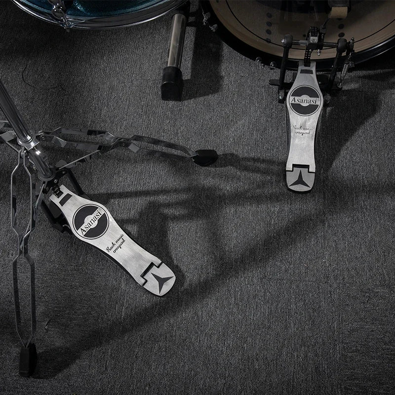 Portable Silent Drum Set with Double-sided Drum, 6-ply Maple and 4-ply Poplar Shells, Cymbals, and A Drum Chair Included Black