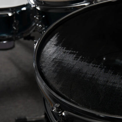 Portable Silent Drum Set with Double-sided Drum, 6-ply Maple and 4-ply Poplar Shells, Cymbals, and A Drum Chair Included Black