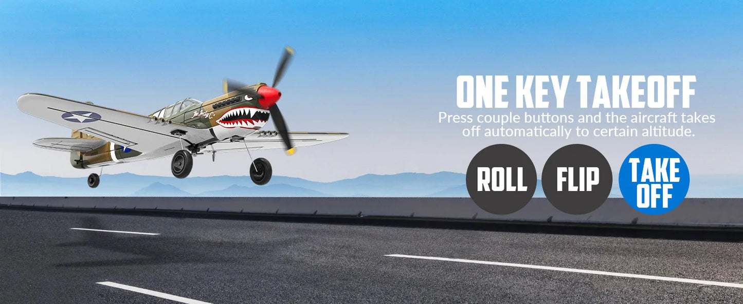 Volantex RC Airplane P40 Fighter Warhawk 2.4GHz 4CH EPP 6-Axis Gyro 400mm Wingspan One Key U-Turn Aerobatic 761-13 RTF