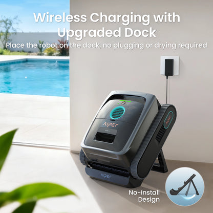 Refurbished AIPER Scuba V3 AI Vision Cordless Robotic Pool Cleaner, Include Wireless Charging Dock, Smart Waterline Parking & Featherlight Design, Micromesh Multi-Layer Filtration