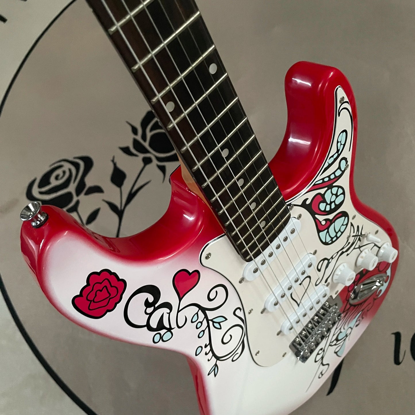 6 strings electric guitar sss guitars red and white gradient electric guitarra