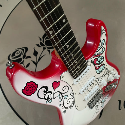 6 strings electric guitar sss guitars red and white gradient electric guitarra
