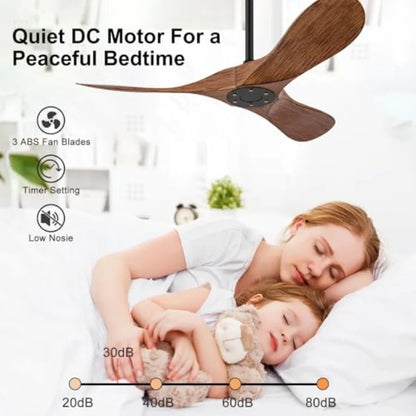 42 Inch Ceiling Fan no Light with Remote Control, ABS Blades, Reversible DC Motor, Timer Setting, Modern Outdoor Indoor Ceiling, Color: BlackWalnutGrain