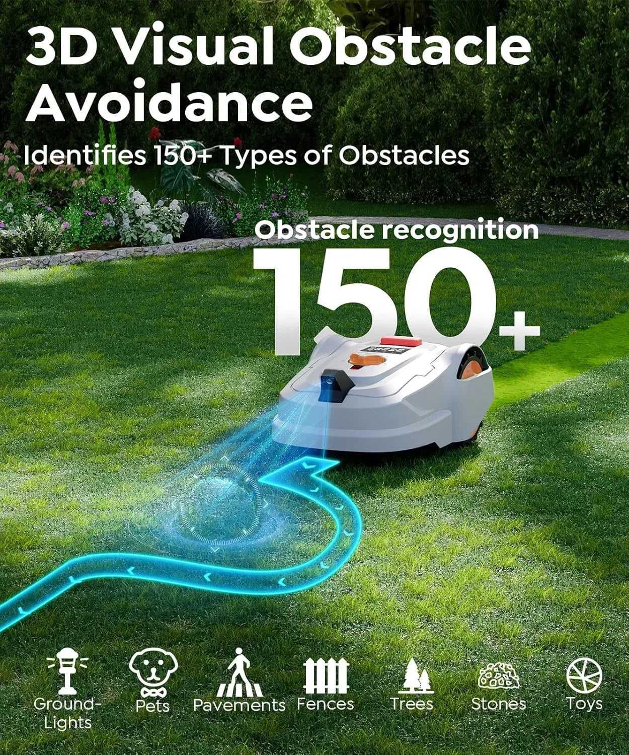 Wireless Robot Lawn Mower TY506 with 3D Visual Obstacle Avoidance Technology No Limitation Cable Robotic Lawnmower for Home Use