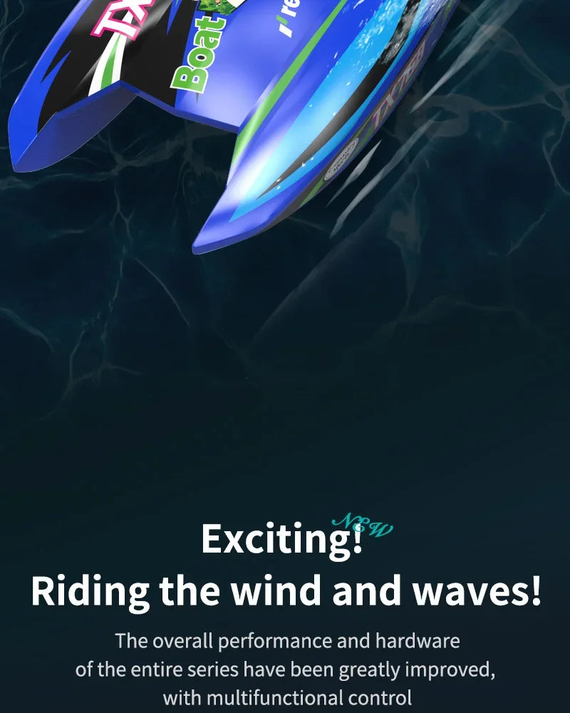 2.4G RC Speed Boat TX768 Turbojet Brushless Motor High Speed Remote Control Boat Watercraft Toys For Children Boys Gift Blue