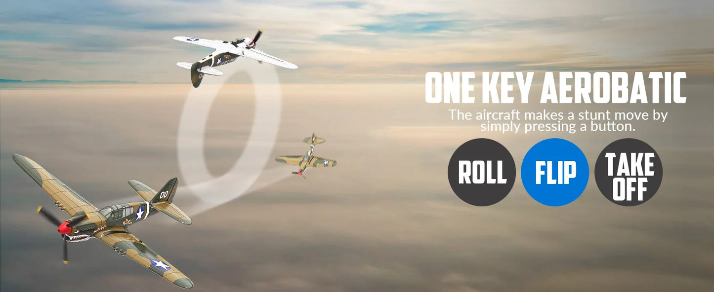 Volantex RC Airplane P40 Fighter Warhawk 2.4GHz 4CH EPP 6-Axis Gyro 400mm Wingspan One Key U-Turn Aerobatic 761-13 RTF