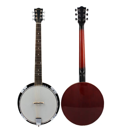 6 Strings Banjo Shabili Wood Professional Banjo Adult Beginners Playing Practice Guitar Western Ethnic Stringed Instruments