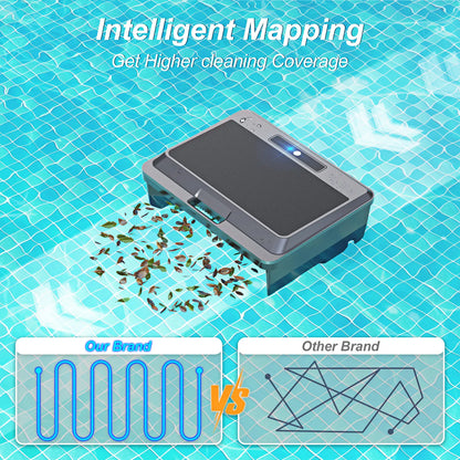 Upgraded Y90 Solar Robotic Pool Skimmer Cordless Powered Surface Pool Vacuum Cleaner Dual Charging Option with Remote Control for Pool Cleaning