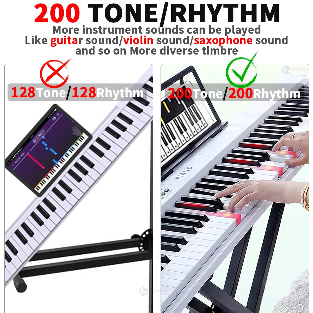 New Folding Piano 88 Keys Midi Musical Keyboard Professional Children's Music Instruments Adult Electronic Portable Synthesizer 61Key White