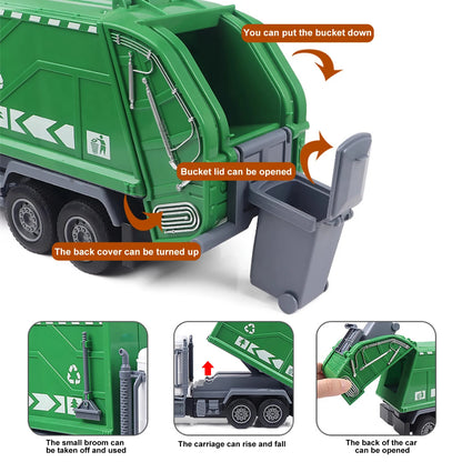 Remote control sanitation vehicle charging children's dump truck toy, RC remote control truck toy with light/sound effects 6 channel Clearing