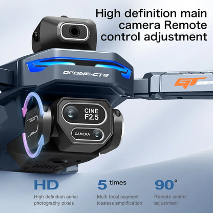 8K Professional HD GT8 MINI Drone GPS 360° Dual Cameras 5G WIFI Brushless Motors Obstacle Avoidance Foldable FPV Quadcopter Toys Blue-8K-1Batter