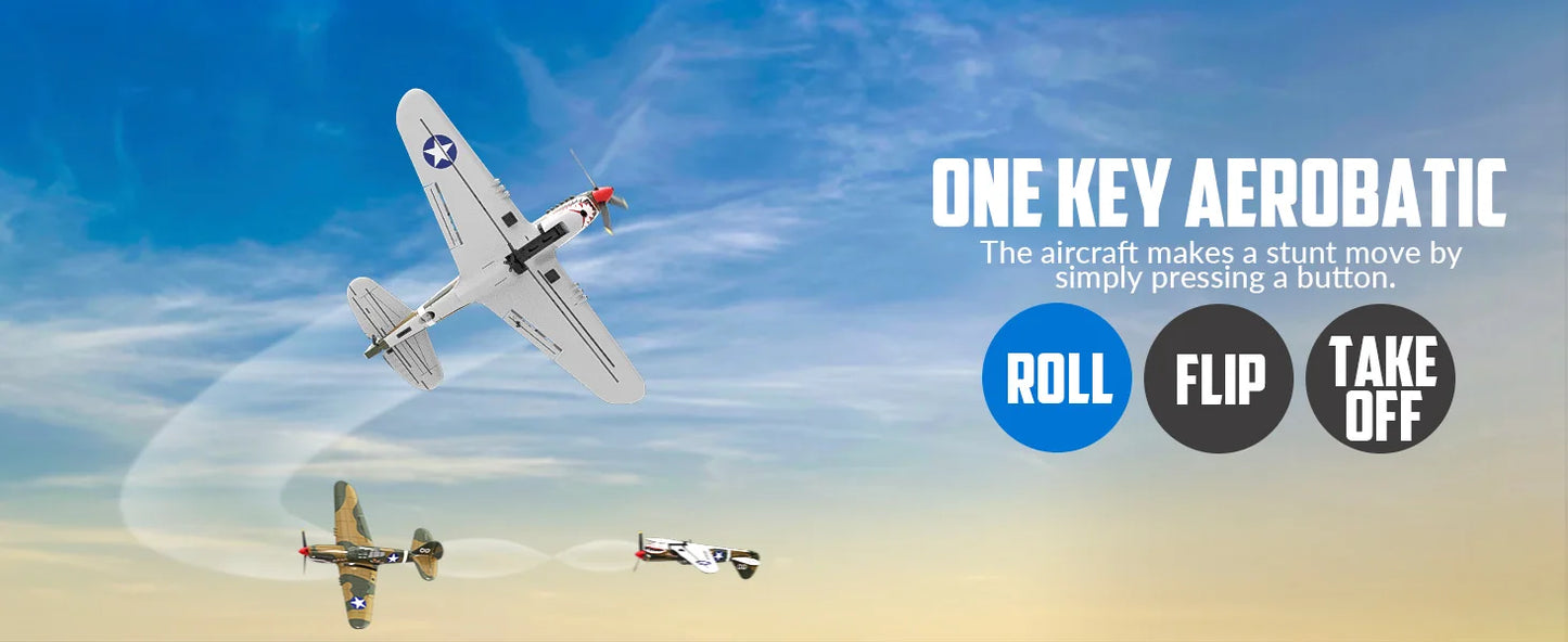 Volantex RC Airplane P40 Fighter Warhawk 2.4GHz 4CH EPP 6-Axis Gyro 400mm Wingspan One Key U-Turn Aerobatic 761-13 RTF