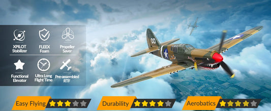 Volantex RC Airplane P40 Fighter Warhawk 2.4GHz 4CH EPP 6-Axis Gyro 400mm Wingspan One Key U-Turn Aerobatic 761-13 RTF
