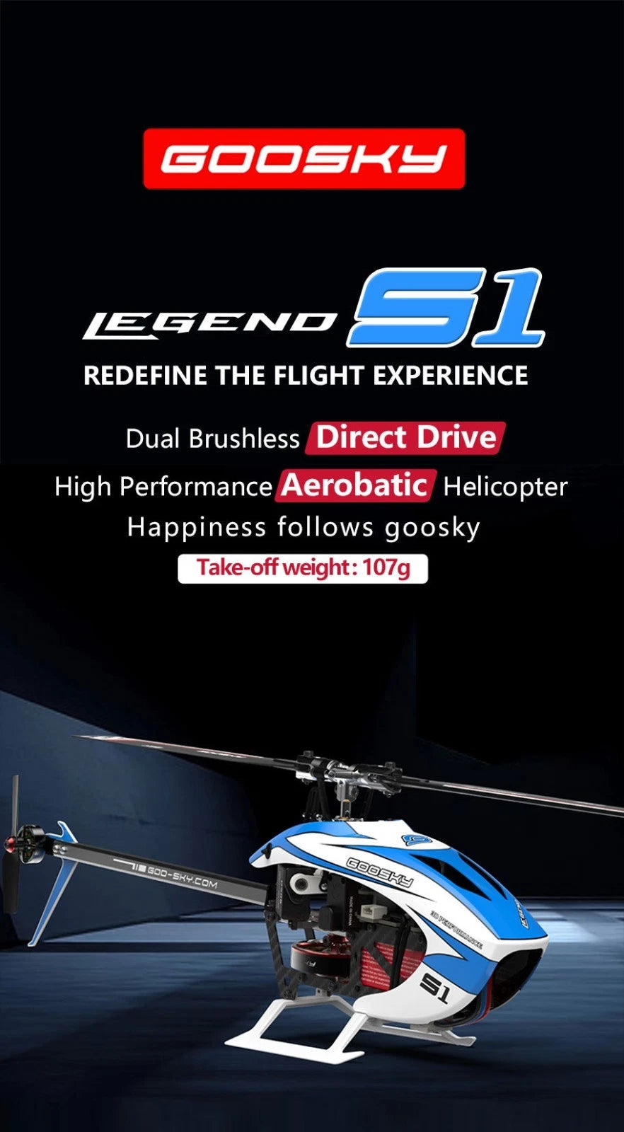 Goosky Legend S1 Helicopter (BNF) - Blue