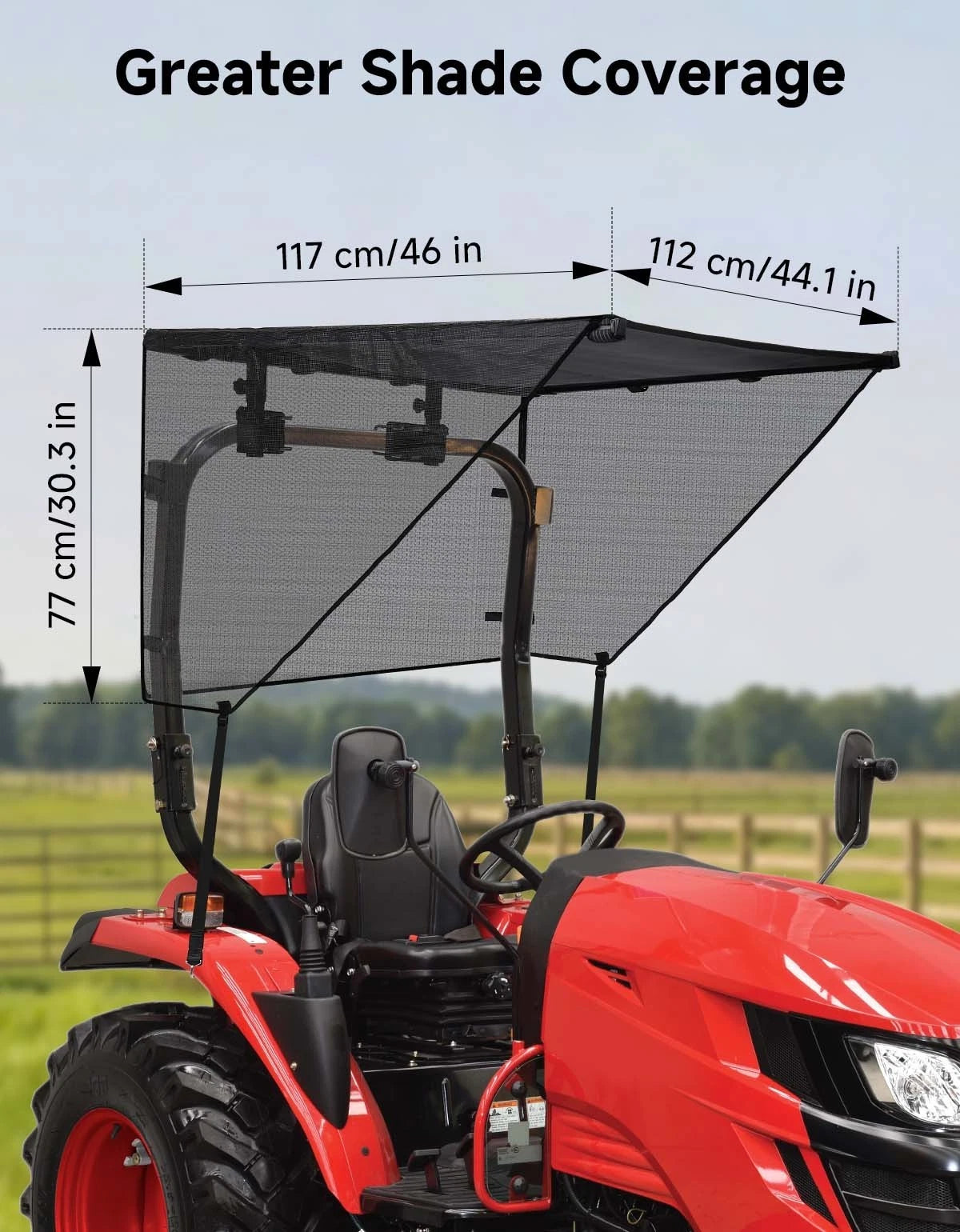 Sun Shade Tractor Canopy Top Mowers For John Deere Kubota 2" x 2" or 2" x 3"ROPS