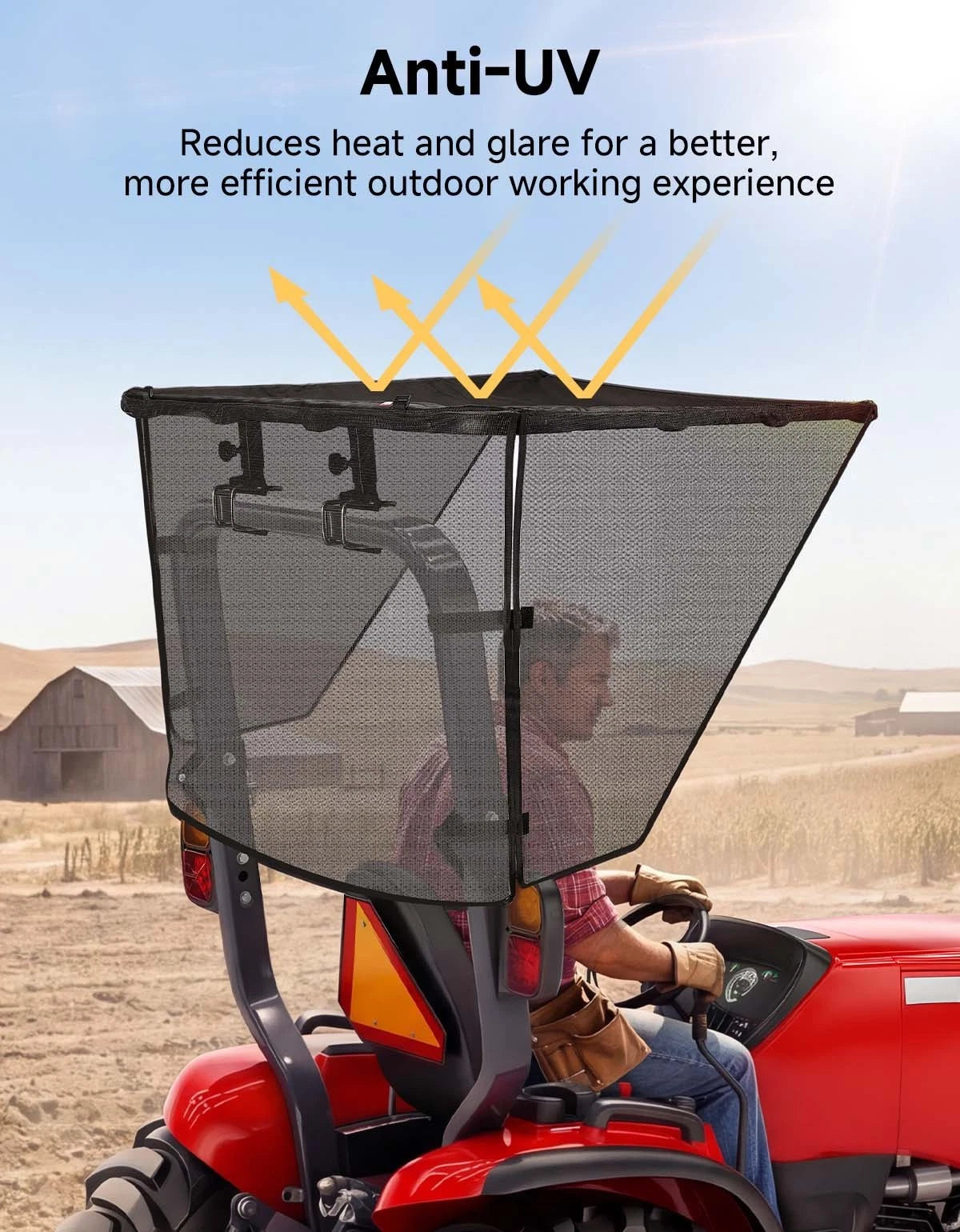 Sun Shade Tractor Canopy Top Mowers For John Deere Kubota 2" x 2" or 2" x 3"ROPS