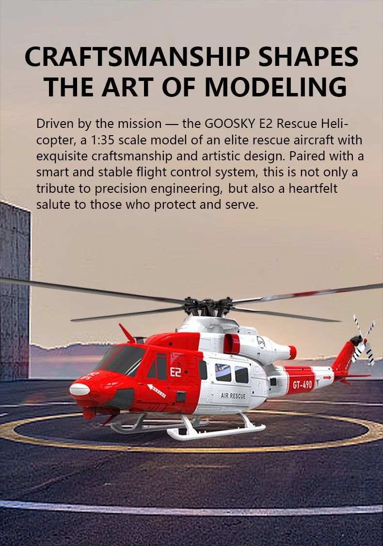 Goosky E2 UH-1Y Blue/White GPS Helicopter - BNF with Carrying Case