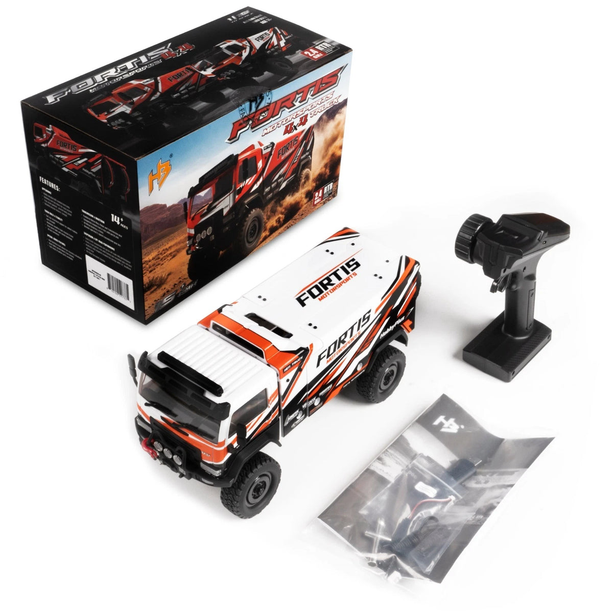 HobbyPlus DKR-4 FORTIS 1/18 4WD Rally Raid Truck RTR, Brushed, white