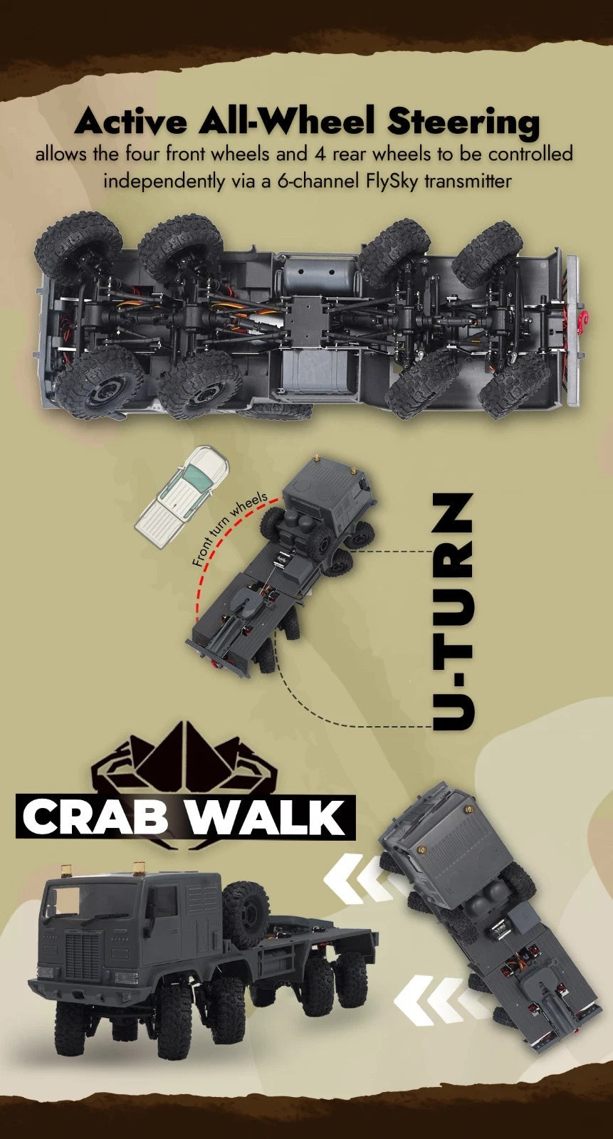 HobbyPlus CR-18P Terranaut 8X8 AWS RC Crawler Gray