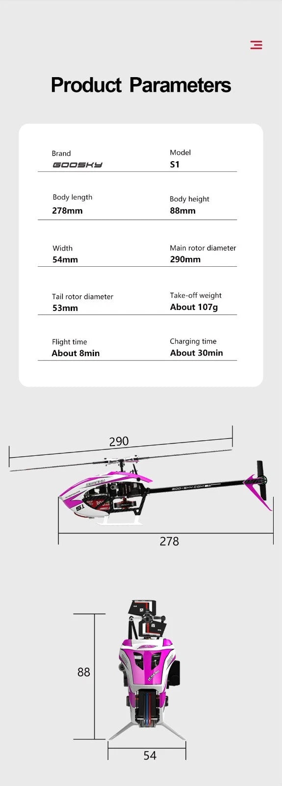 Goosky Legend S1 Helicopter (RTF - Mode2) - Blue