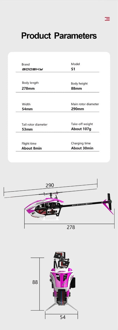 Goosky Legend S1 Helicopter (BNF) - Purple